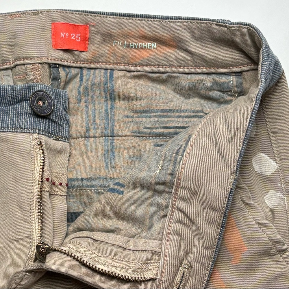 Anthropologie Pilcro Hyphen Patchwork Painted Chinos Size 25 Cotton Blend - Picture 12 of 16